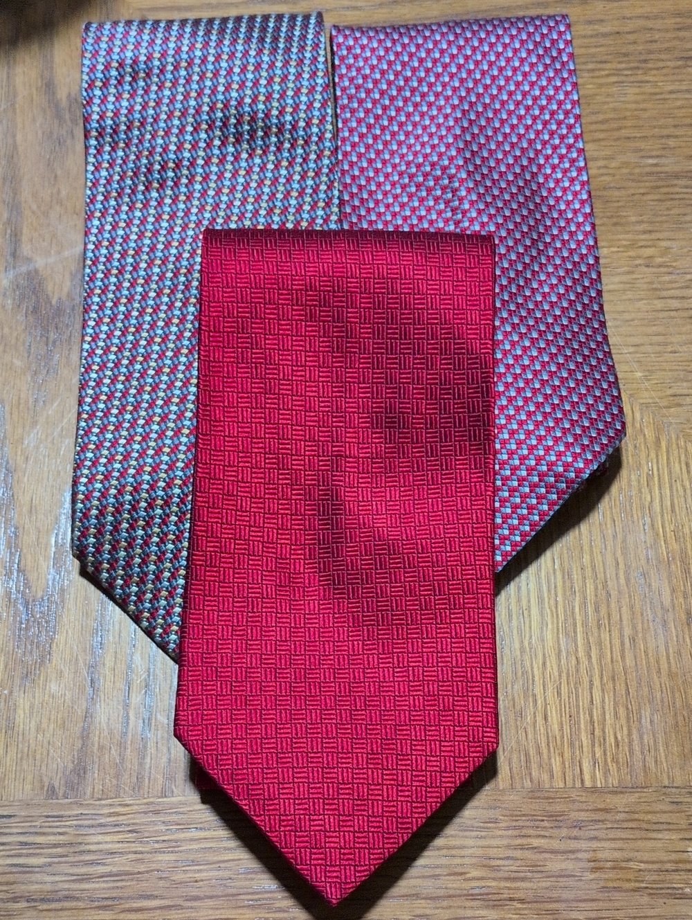 Daniel De Fasson Men's 100% Silk Handmade 60" Length Set of 3 Red Tone Ties